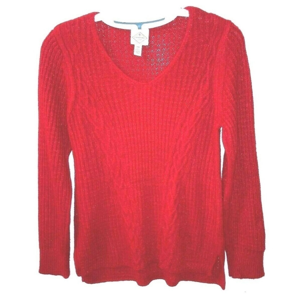 St John's Bay Red Sweater Pleats knit design